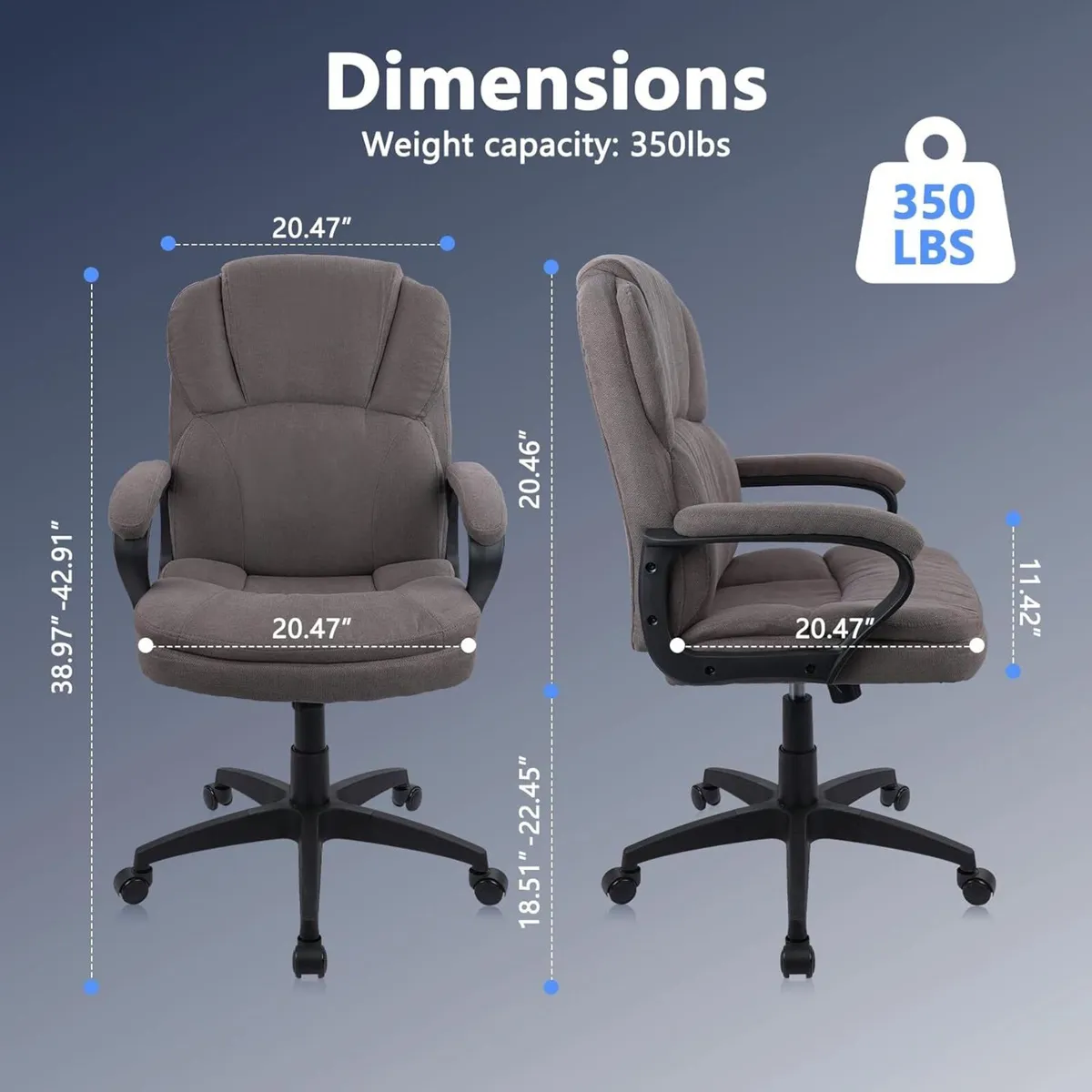 Cloth Fabric Office Desk Chair Adjustable Height - Image 2