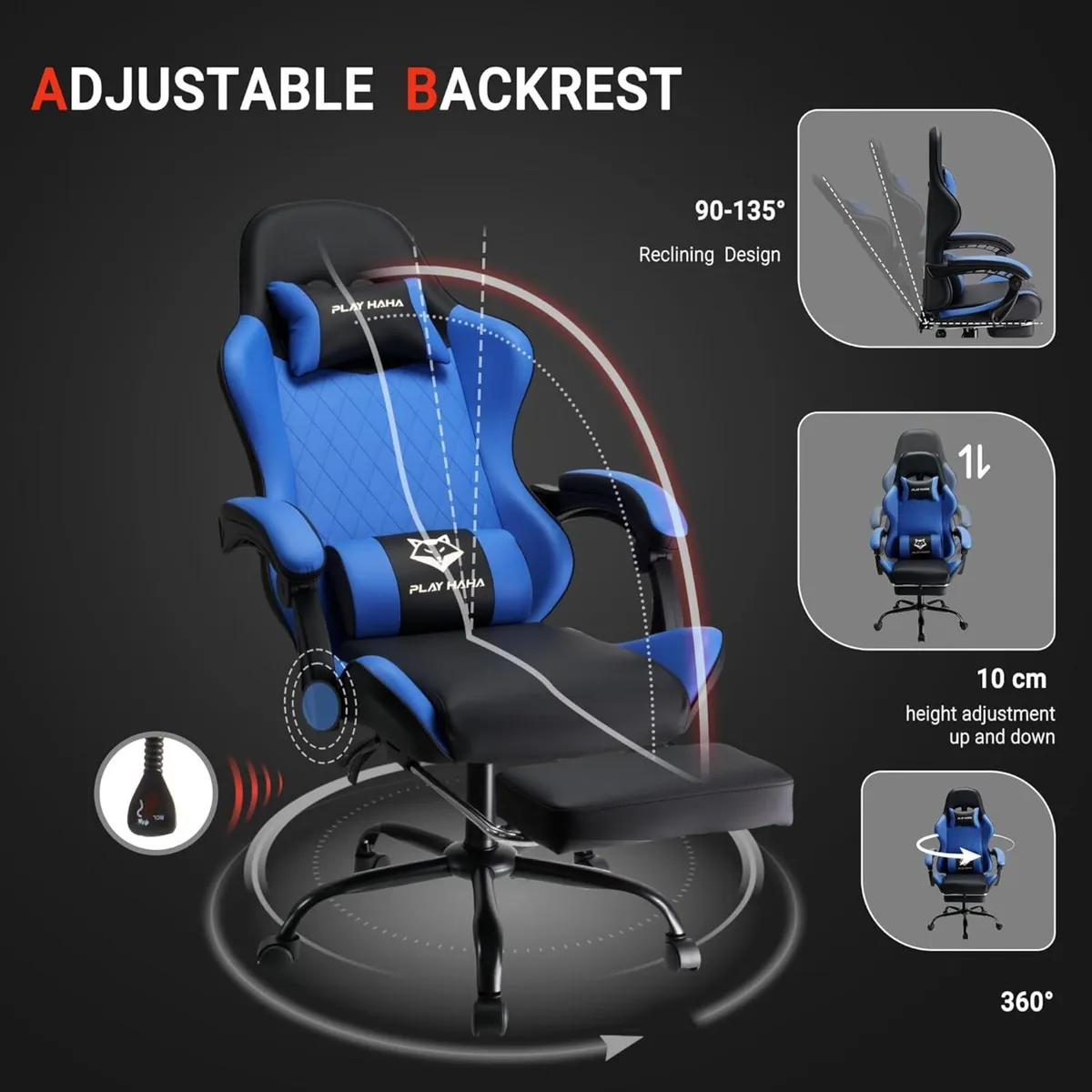 Gaming Chair Ergonomic Reclining Seat With - Image 4