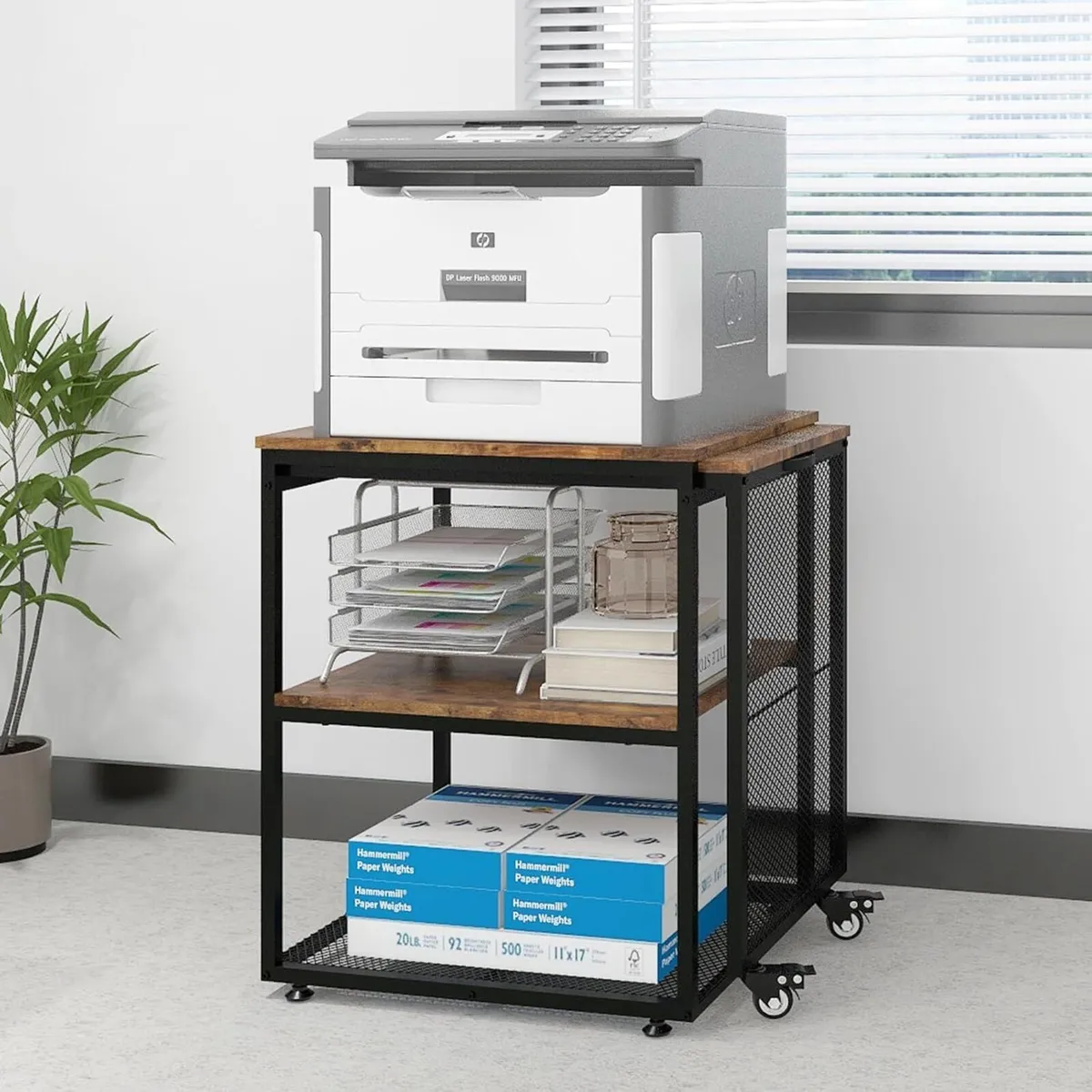 Large Printer Stand with Storage Shelves Extendabl - Image 1
