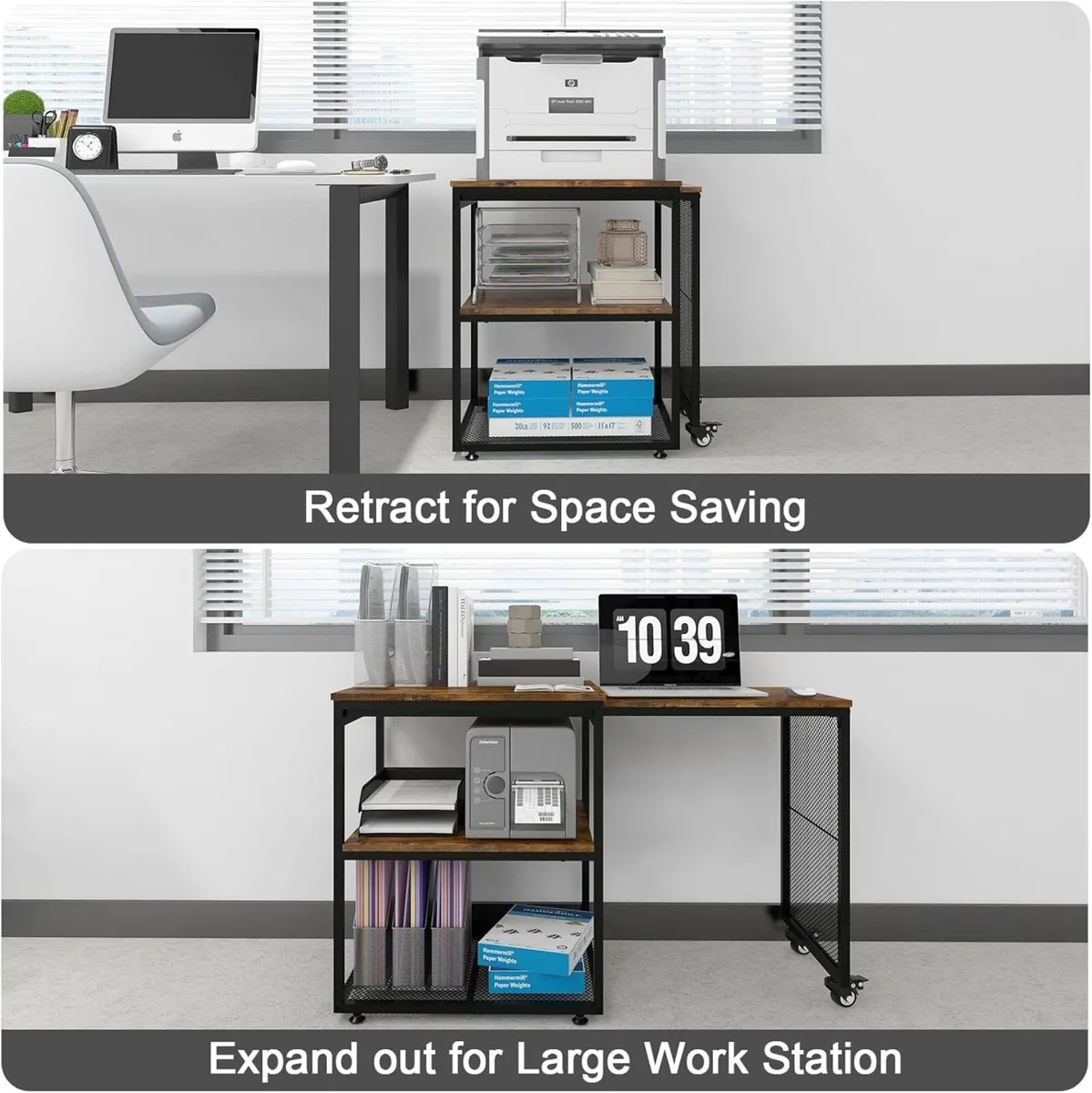 Large Printer Stand with Storage Shelves Extendabl - Image 4