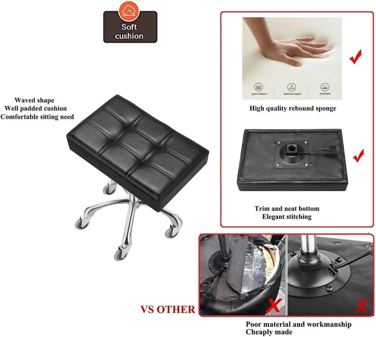 Heavy Duty Stools with Wheels 400lb Backless - Image 3