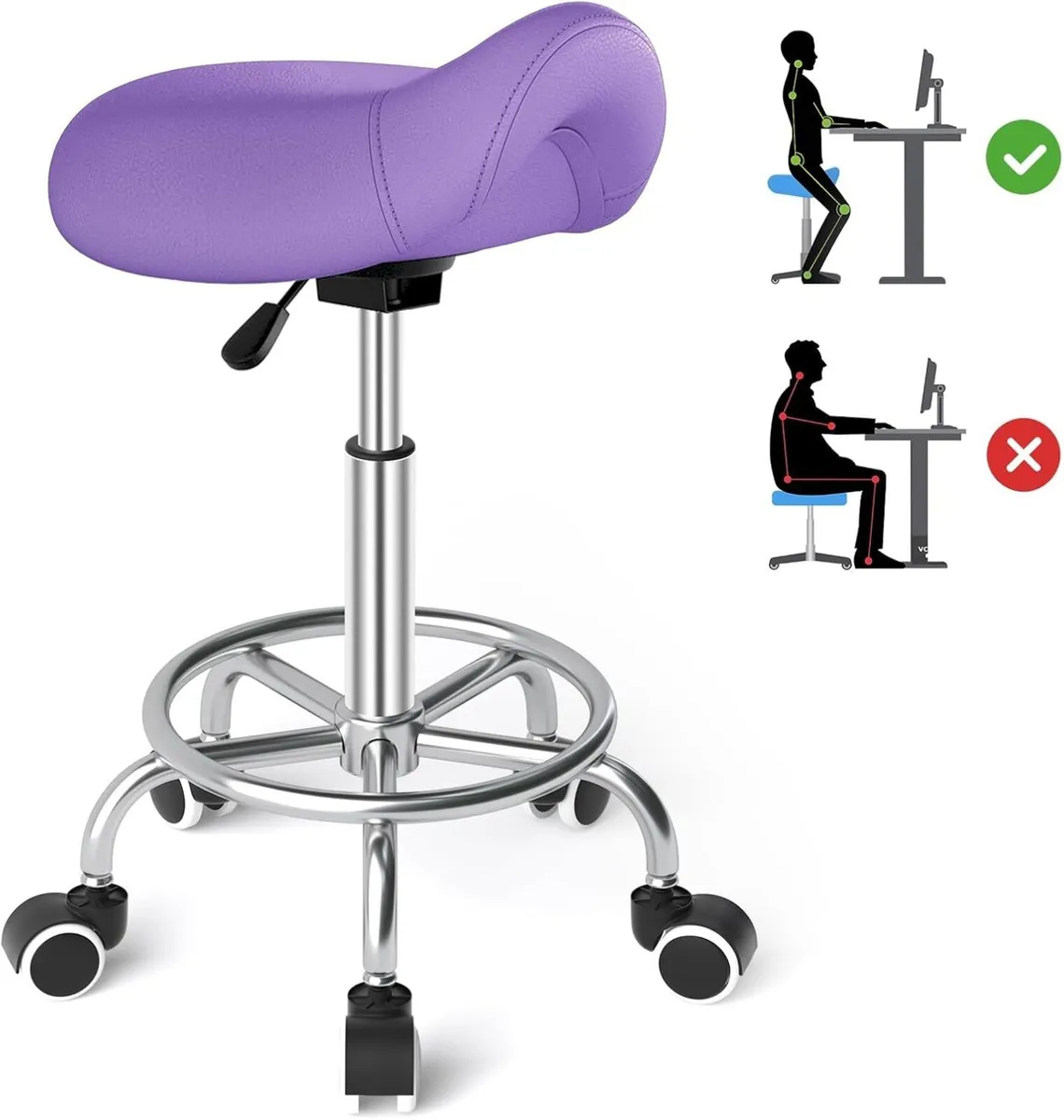 Saddle Stool Ergonomic - Comfortable Rolling - Image 1