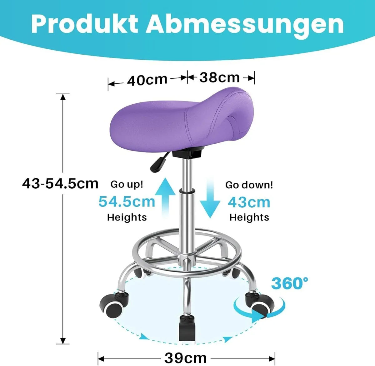 Saddle Stool Ergonomic - Comfortable Rolling - Image 2