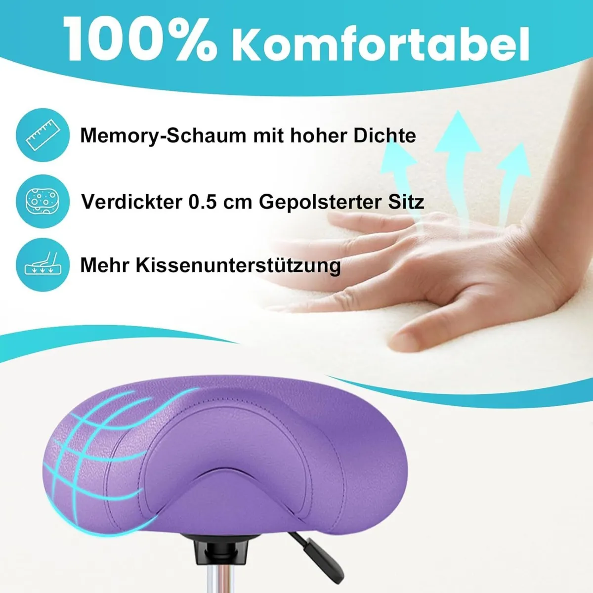 Saddle Stool Ergonomic - Comfortable Rolling - Image 4