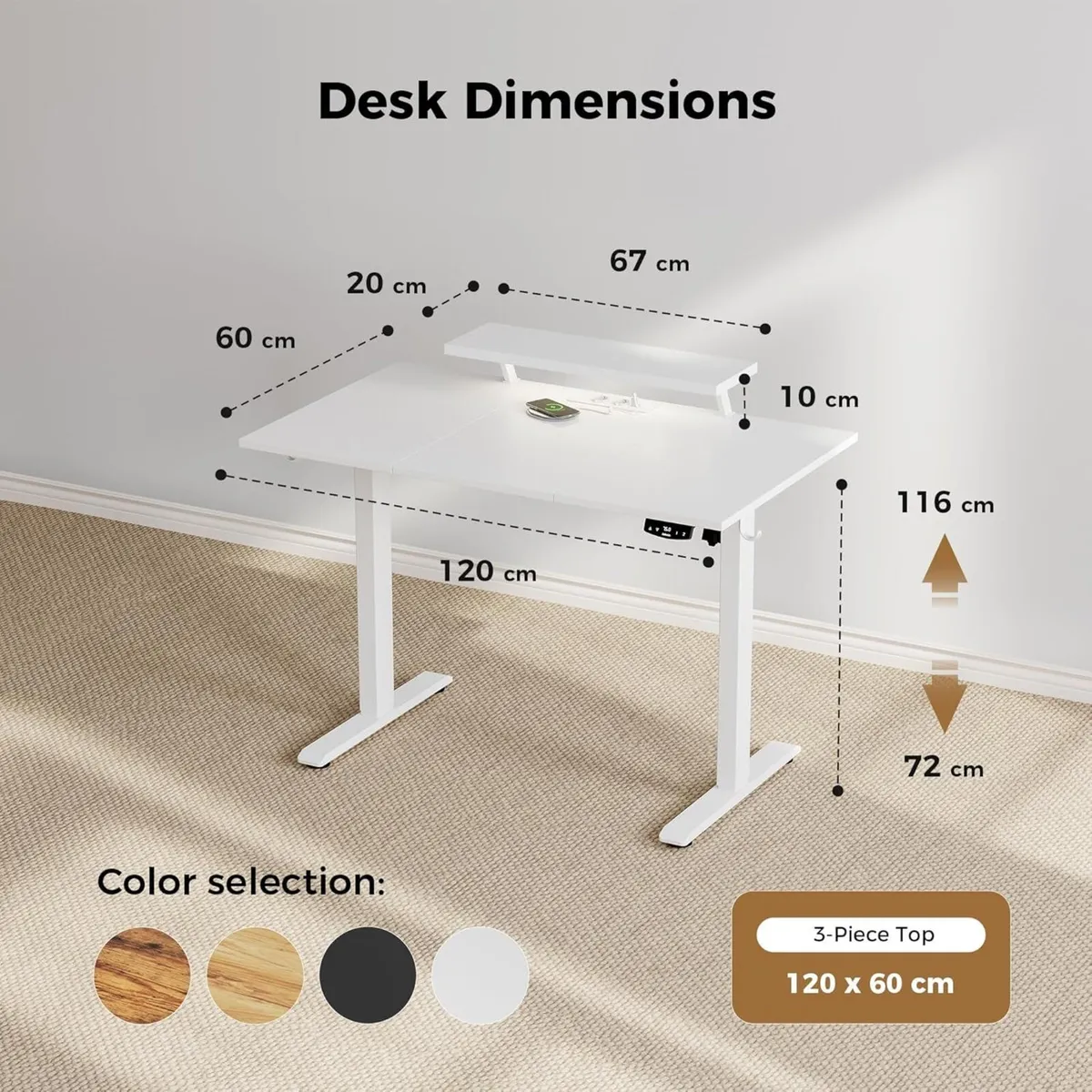 Electric Standing Desk with Movable Monitor Stand - Image 2