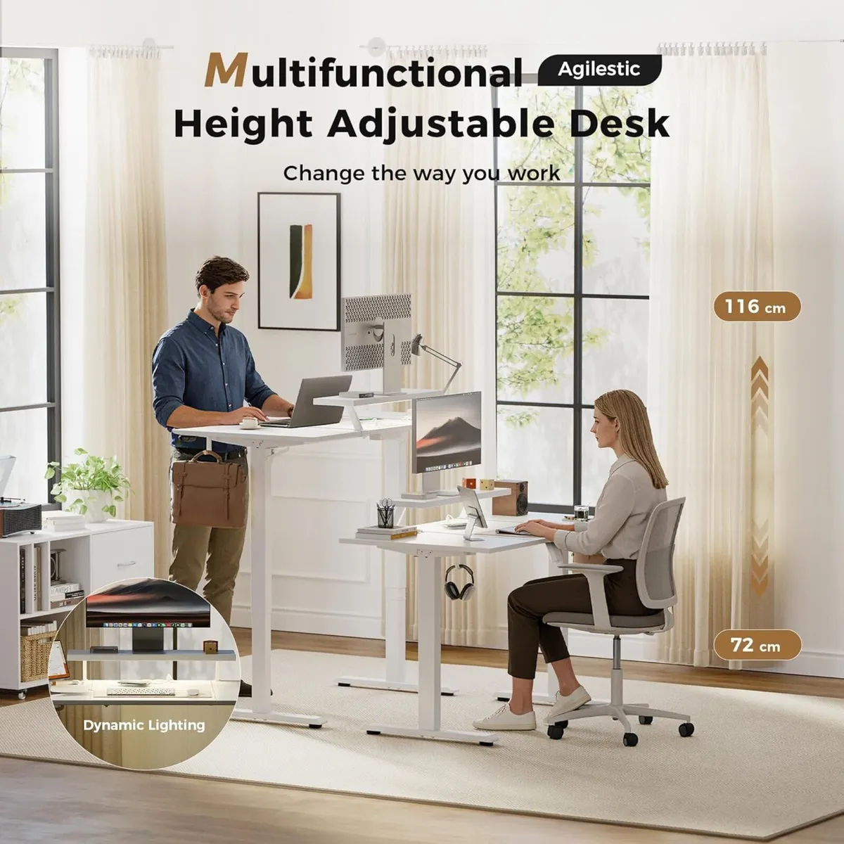 Electric Standing Desk with Movable Monitor Stand - Image 3