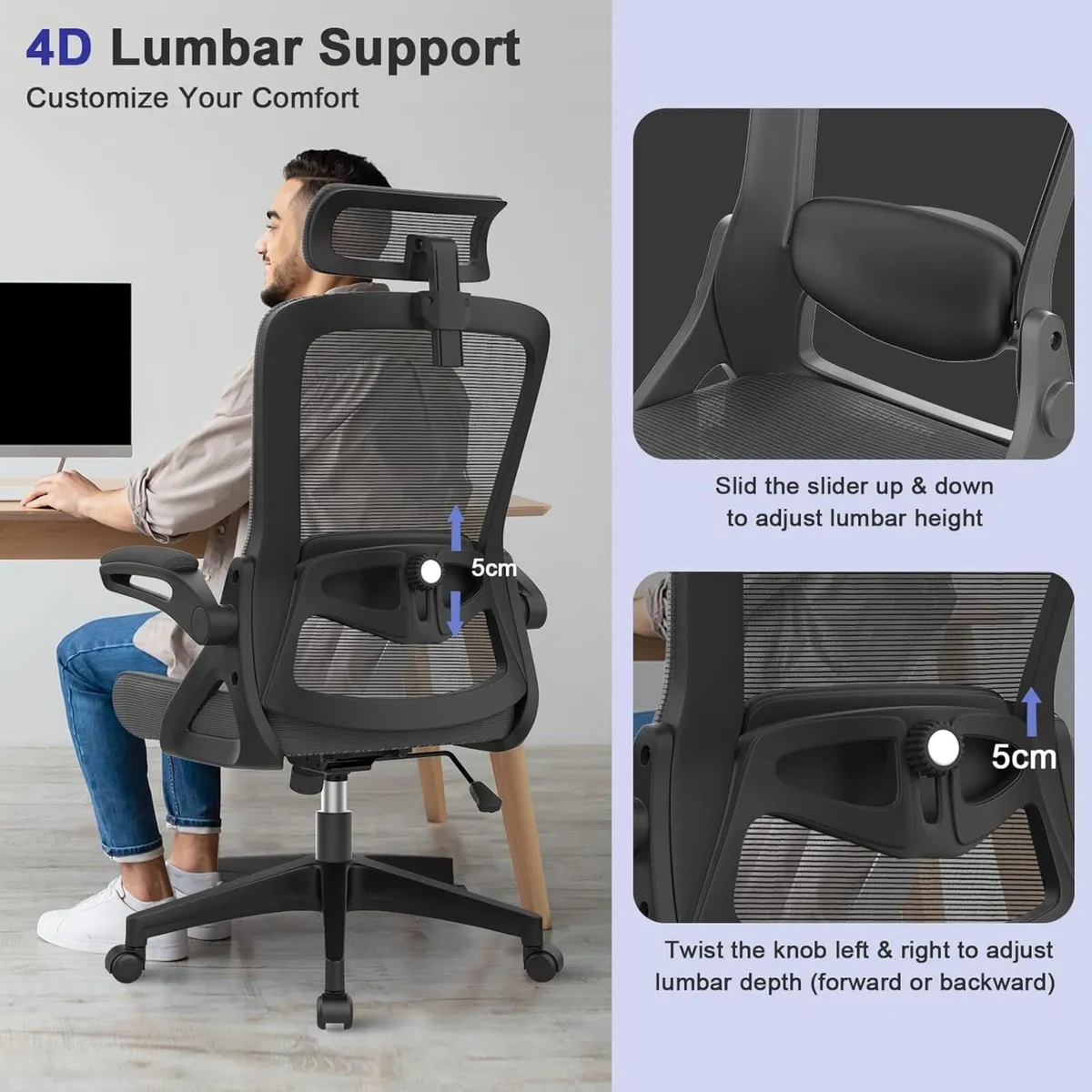 Office Chair Ergonomic with Lumbar Support - Image 3