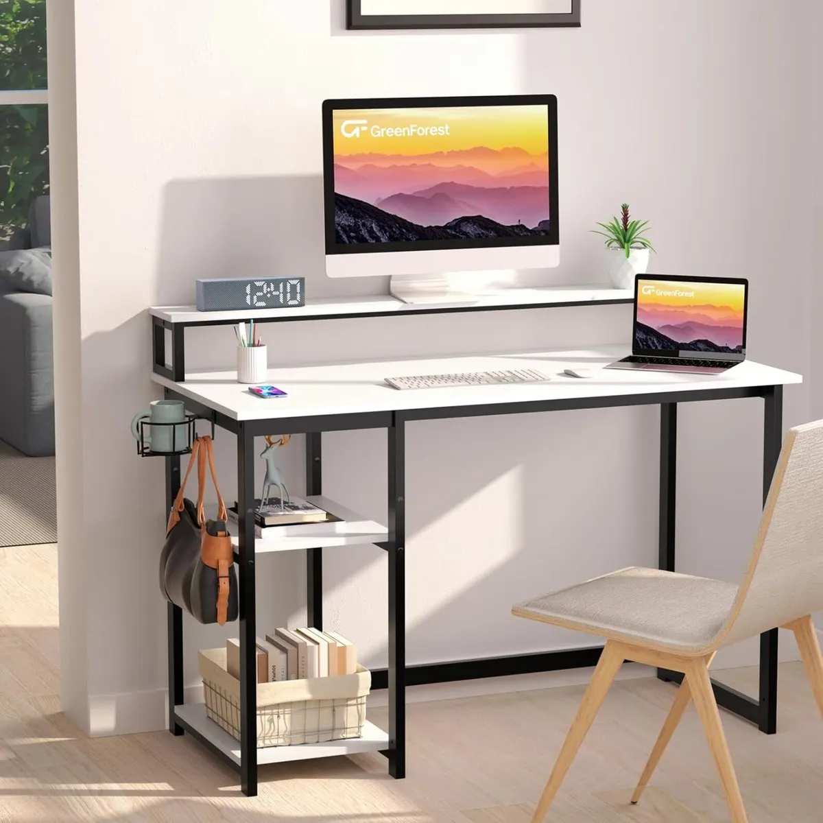 Computer Desk with Full Monitor Stand 120 cm Home - Image 2
