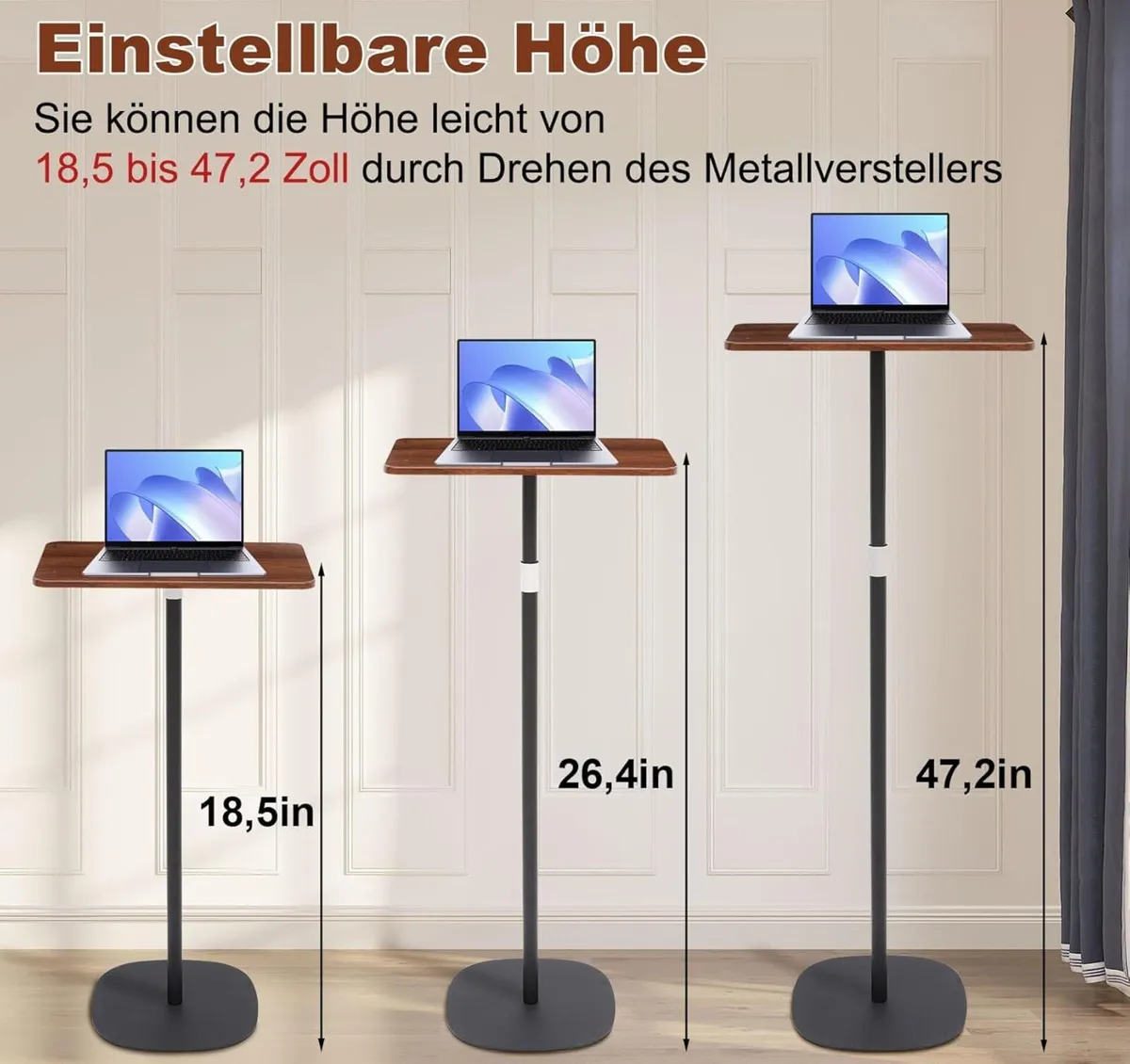 Standing Desk Height Adjustable Mobile Table with - Image 3