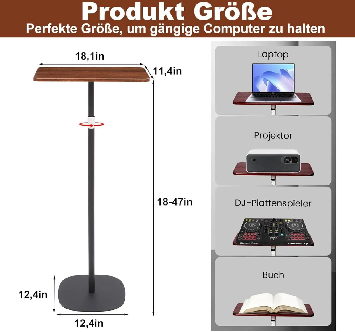 Standing Desk Height Adjustable Mobile Table with - Image 4