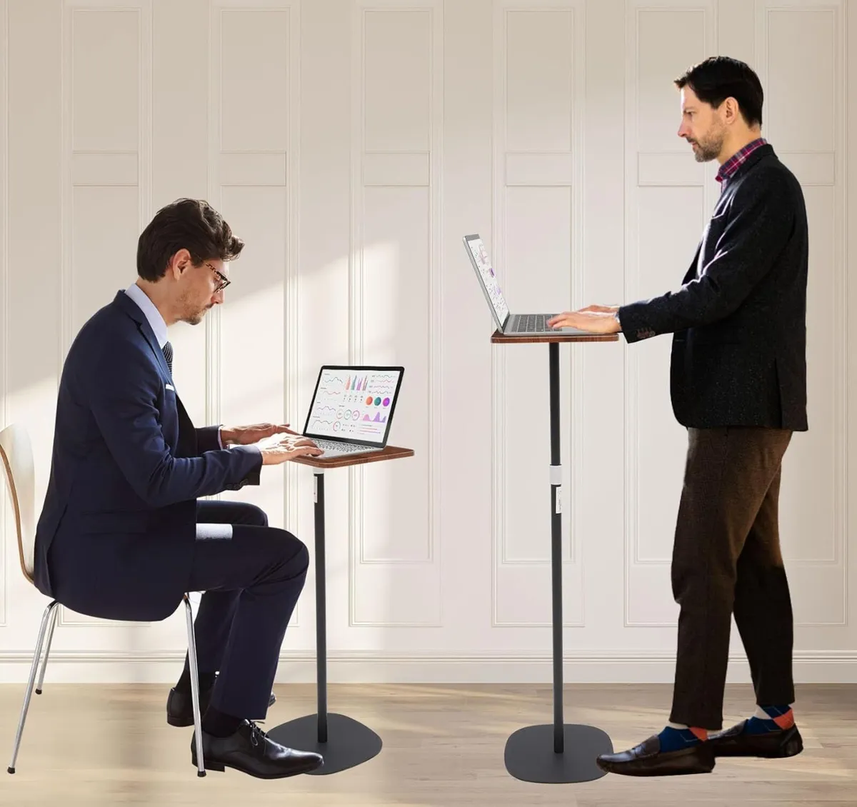 Standing Desk Height Adjustable Mobile Table with - Image 2