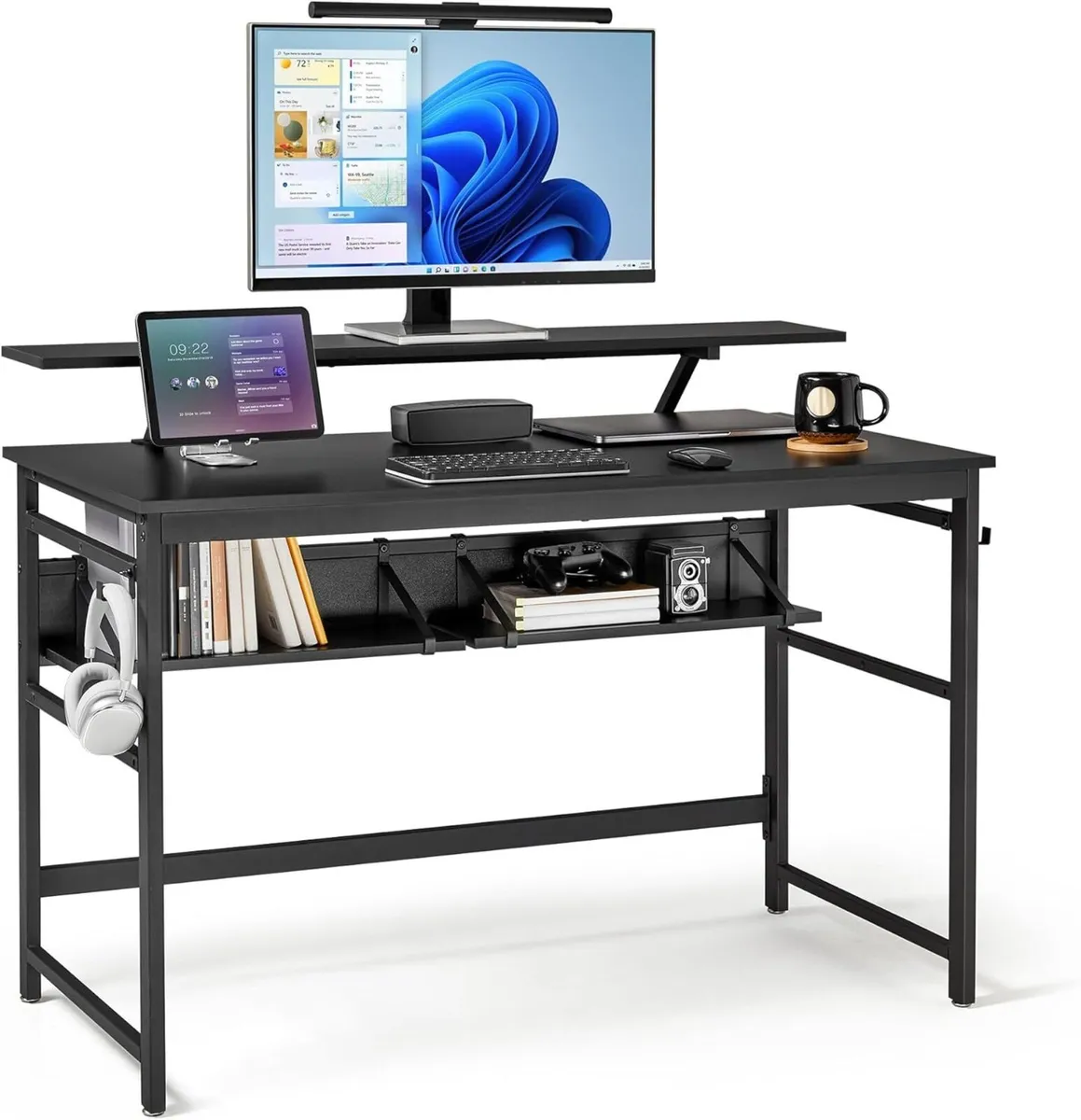 Computer Desk Workstation Writing with 2 Adjustabl - Image 1