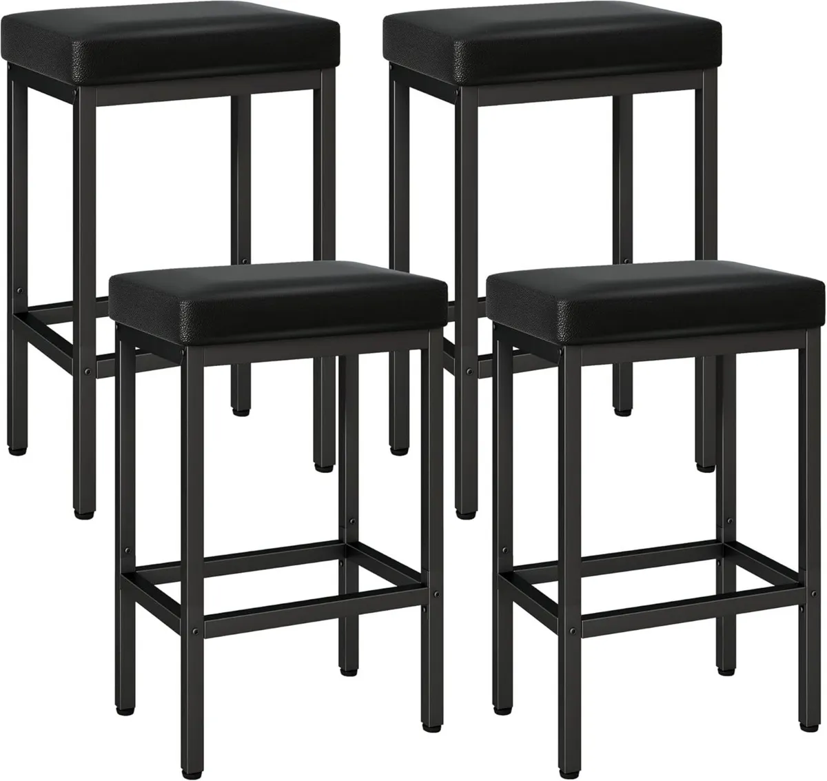 66 cm Bar Stools Set of 4 Black Breakfast - Image 1