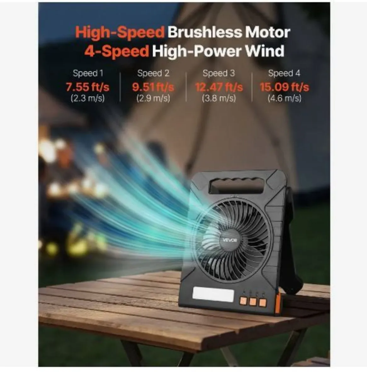 10000mAh Rechargeable Solar Fan - Image 4