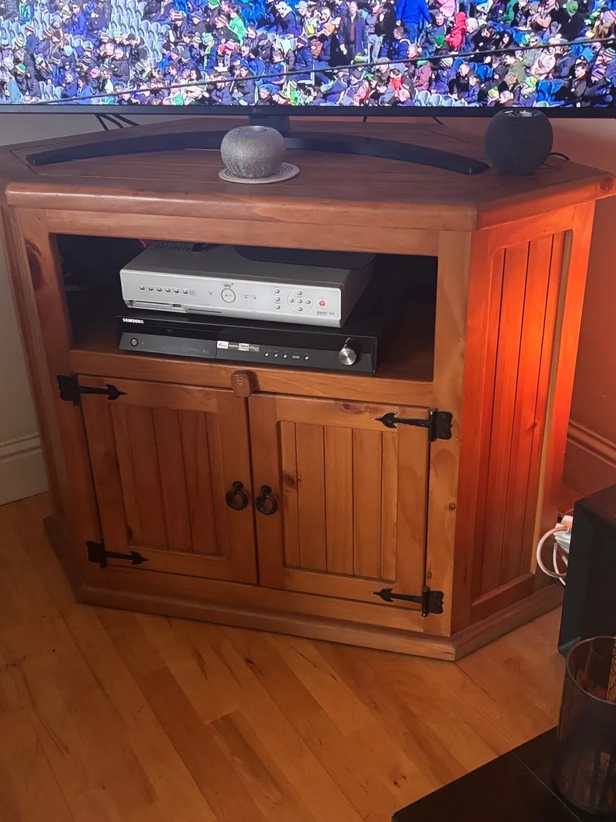 Pine Tv unit with cupboard space underneath - Image 2