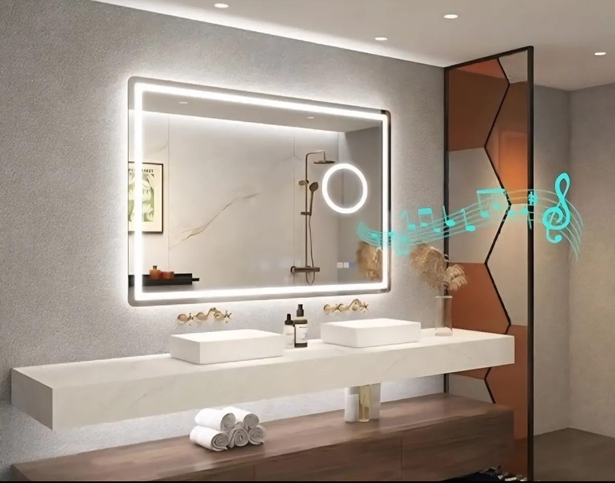 LED Bathroom Mirror Speakers Antifog 70x100 - Image 3