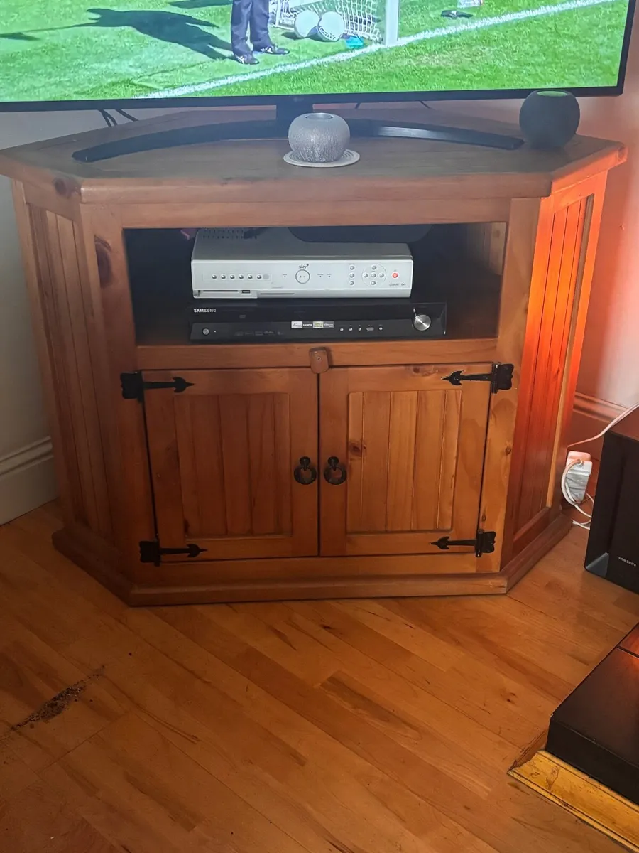 Pine Tv unit with cupboard space underneath - Image 1