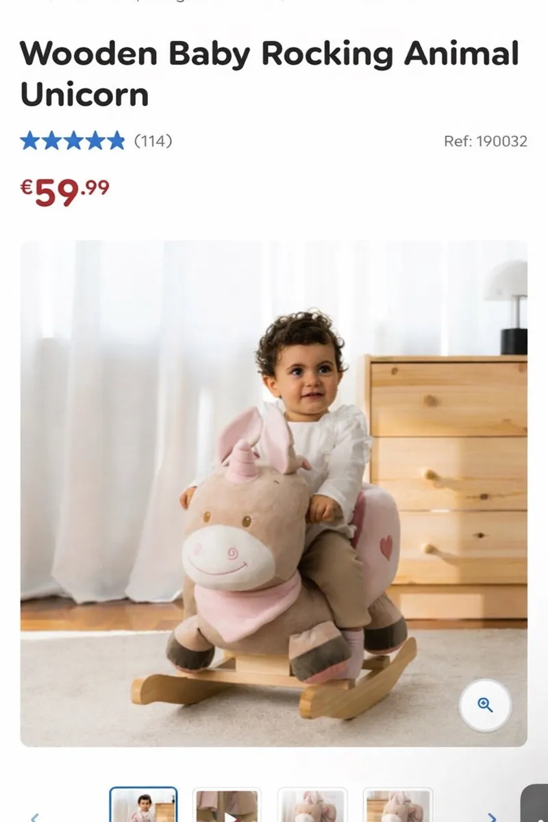 Wooden Baby Rocking Animal Unicorn - Image 4