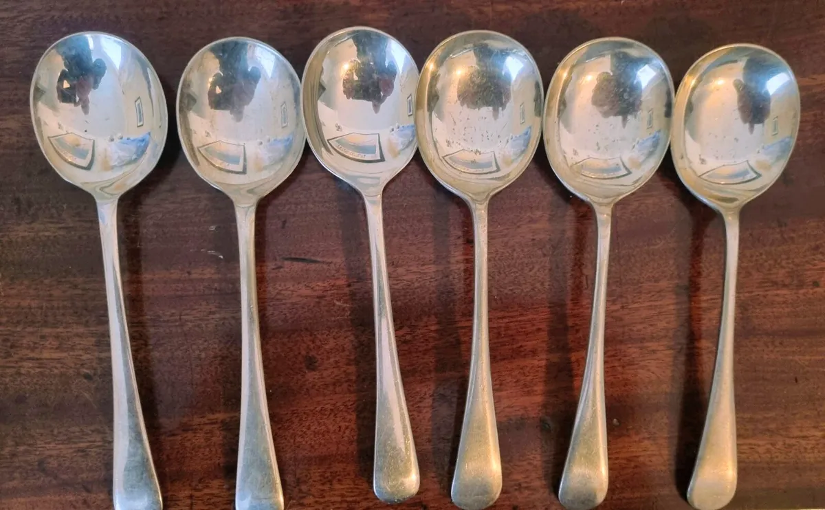 Antique Silver Soup Spoons - Image 1