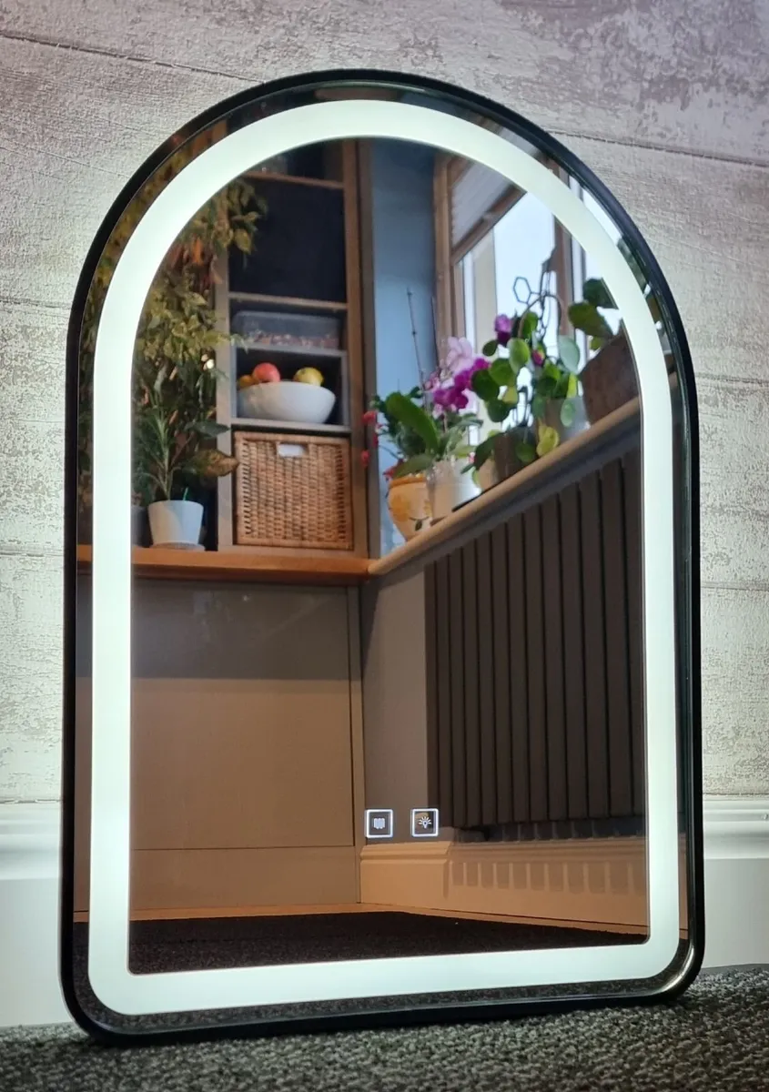 LED Bathroom Mirror Black Frame Antifog Dual LED - Image 1