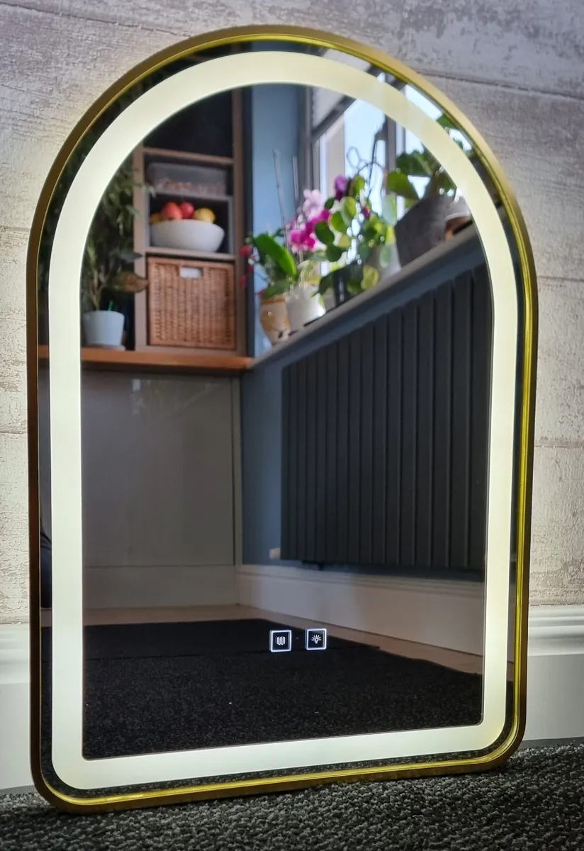 LED Bathroom Mirror Gold Frame Antifog - Image 1