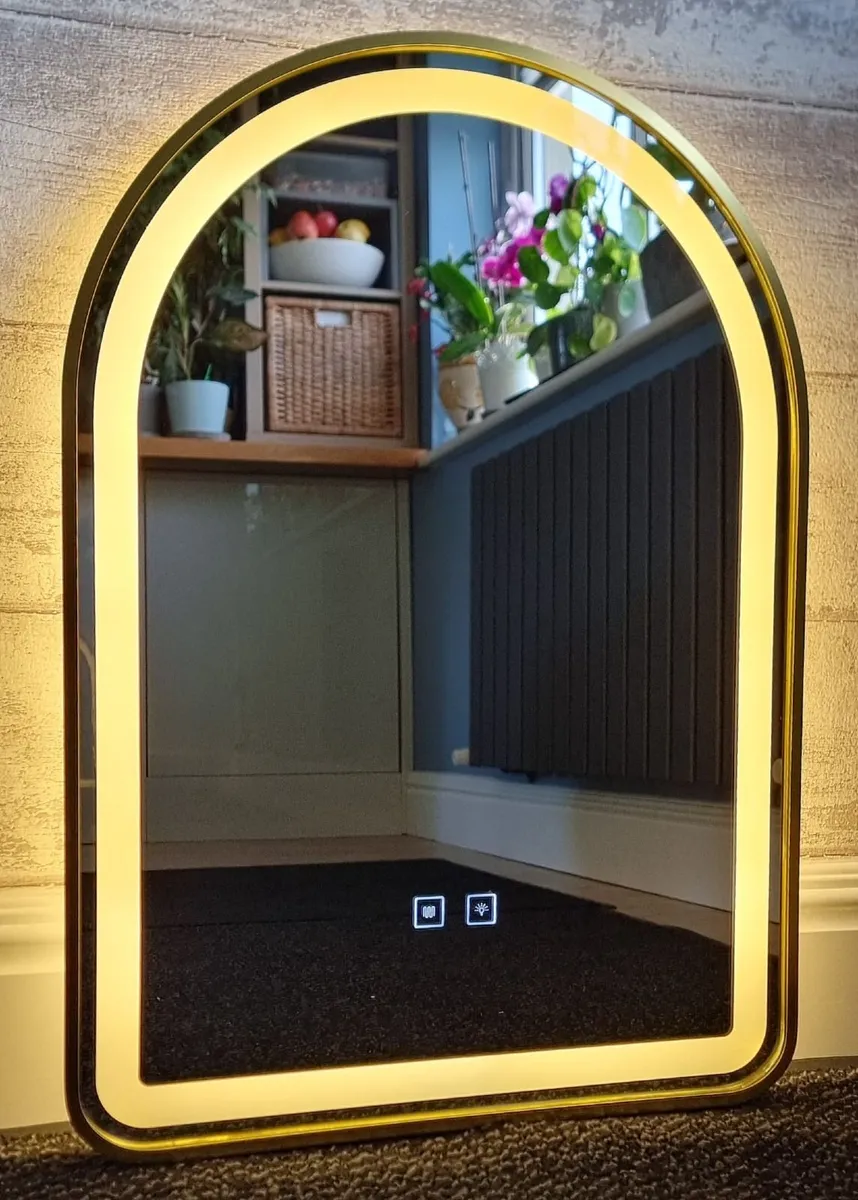 LED Bathroom Mirror Gold Frame Antifog - Image 3