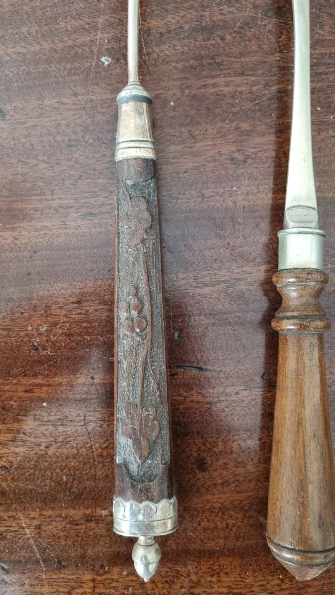 Antique Silver Salad Serving Spoons - Image 2