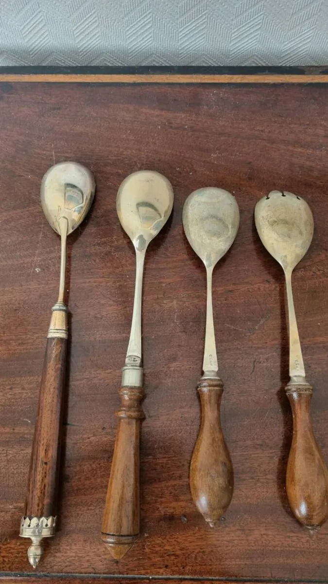 Antique Silver Salad Serving Spoons - Image 4