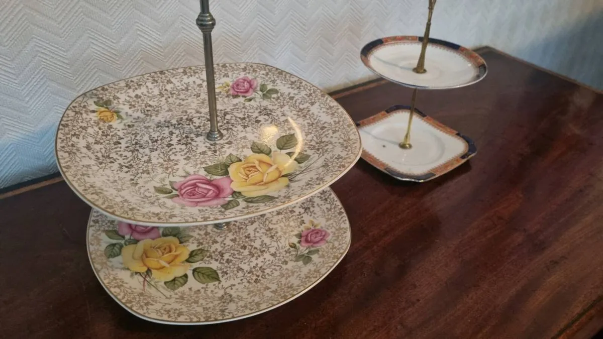 Vintage Two Tier Cake Stands - Image 1