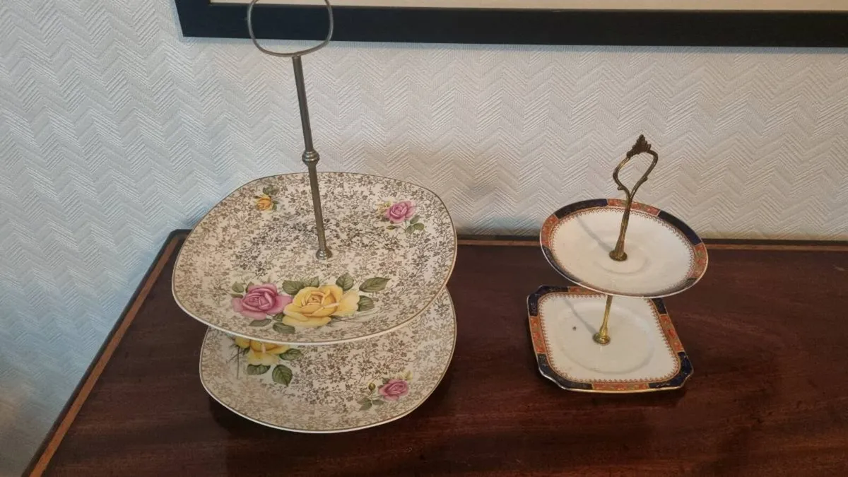 Vintage Two Tier Cake Stands - Image 3