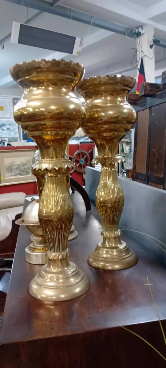 Pair Of Very Decorative Brass Vases - Image 1