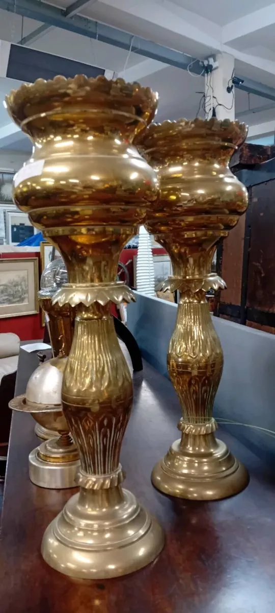 Pair Of Very Decorative Brass Vases - Image 2