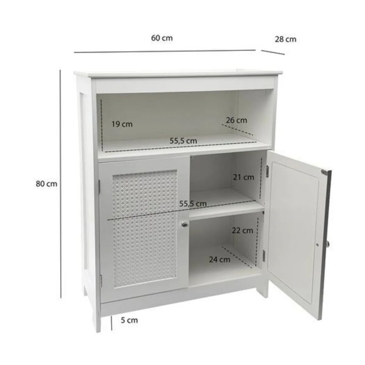 White Storage Cabinet with Doors - Image 3