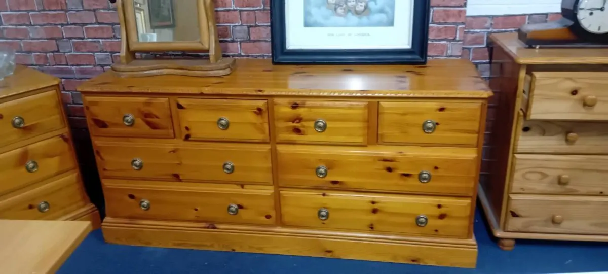 Large Solid Pine Double Chest Of Drawers