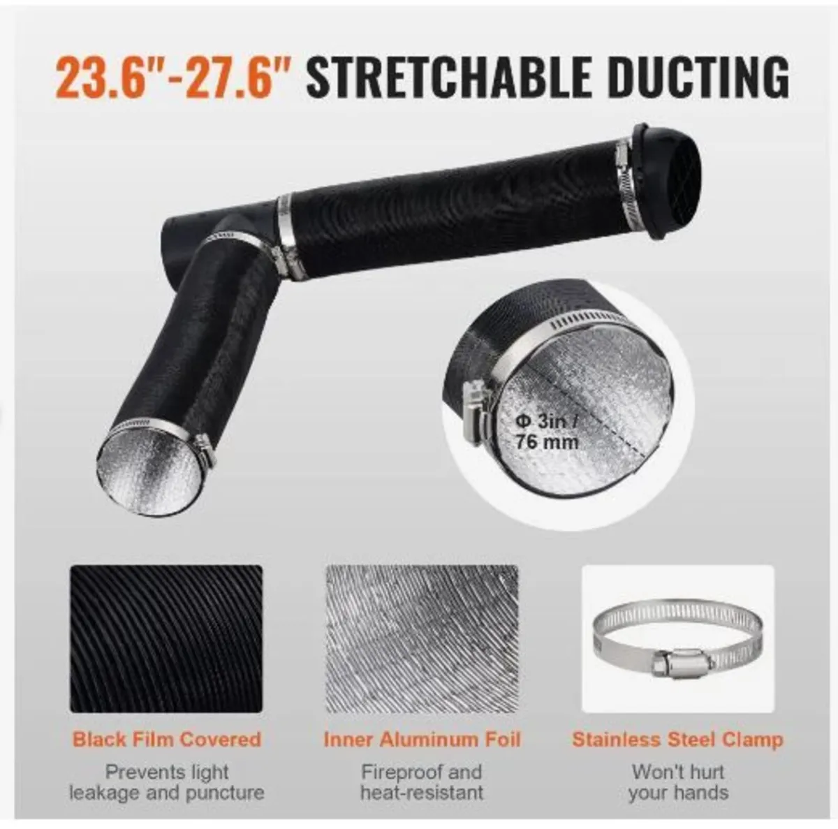 Diesel Heater Pipe Ducting Set, 76 mm - Image 2