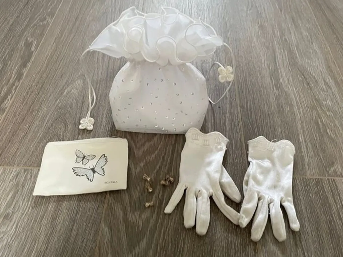 Girls First Holy Communion Bag, Gloves, Hair Studs - Image 1