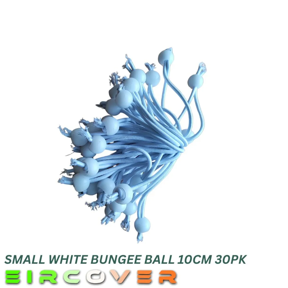Small white bungee ball ties, 10cm (30 pk) - Image 1