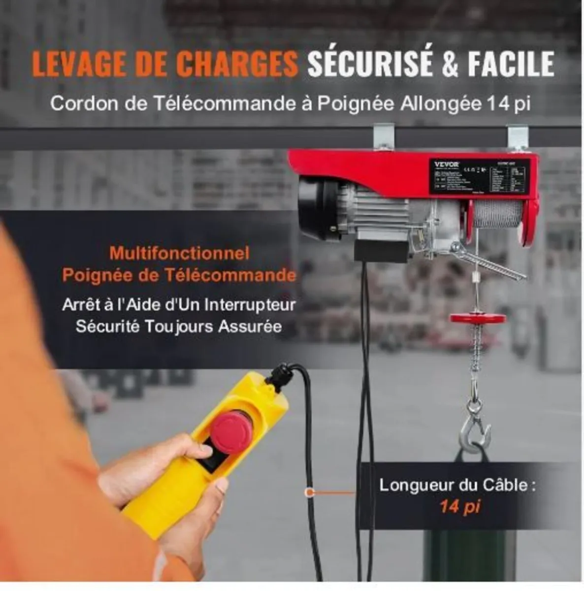 Electric Hoist, 249.5 kg Lifting Capacity, 510W - Image 1