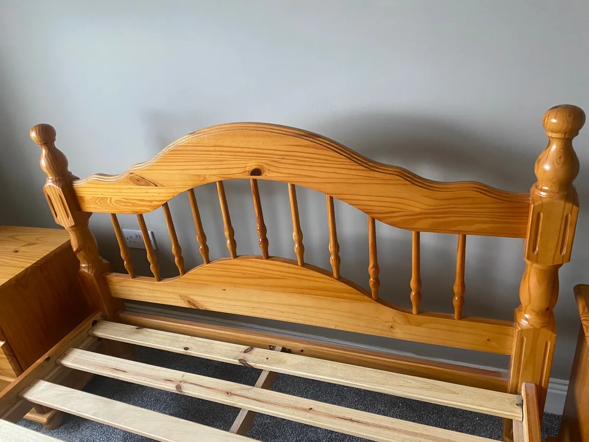 Wooden Bed Frame and Bedside Lockers - Image 2