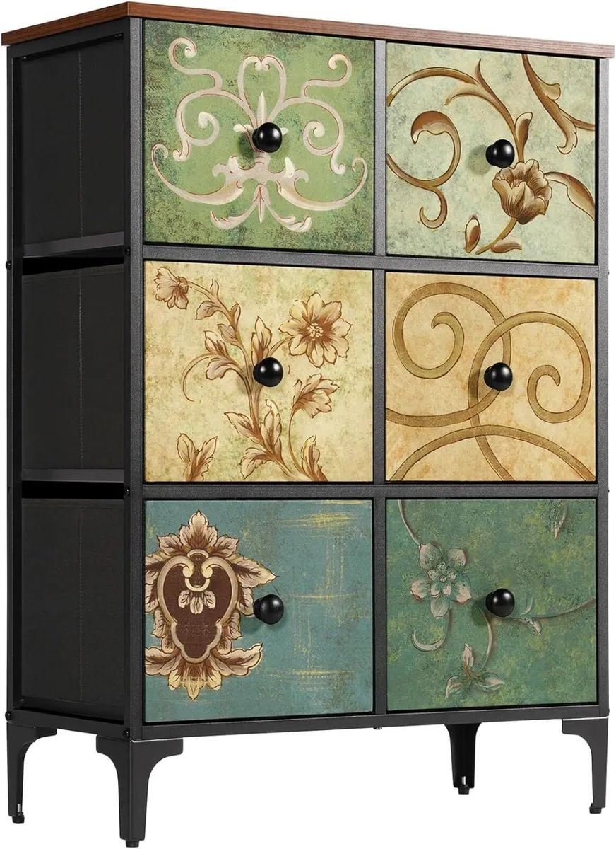 Chest of Drawers 6 Drawer Fabric Bedroom Dresser - Image 1