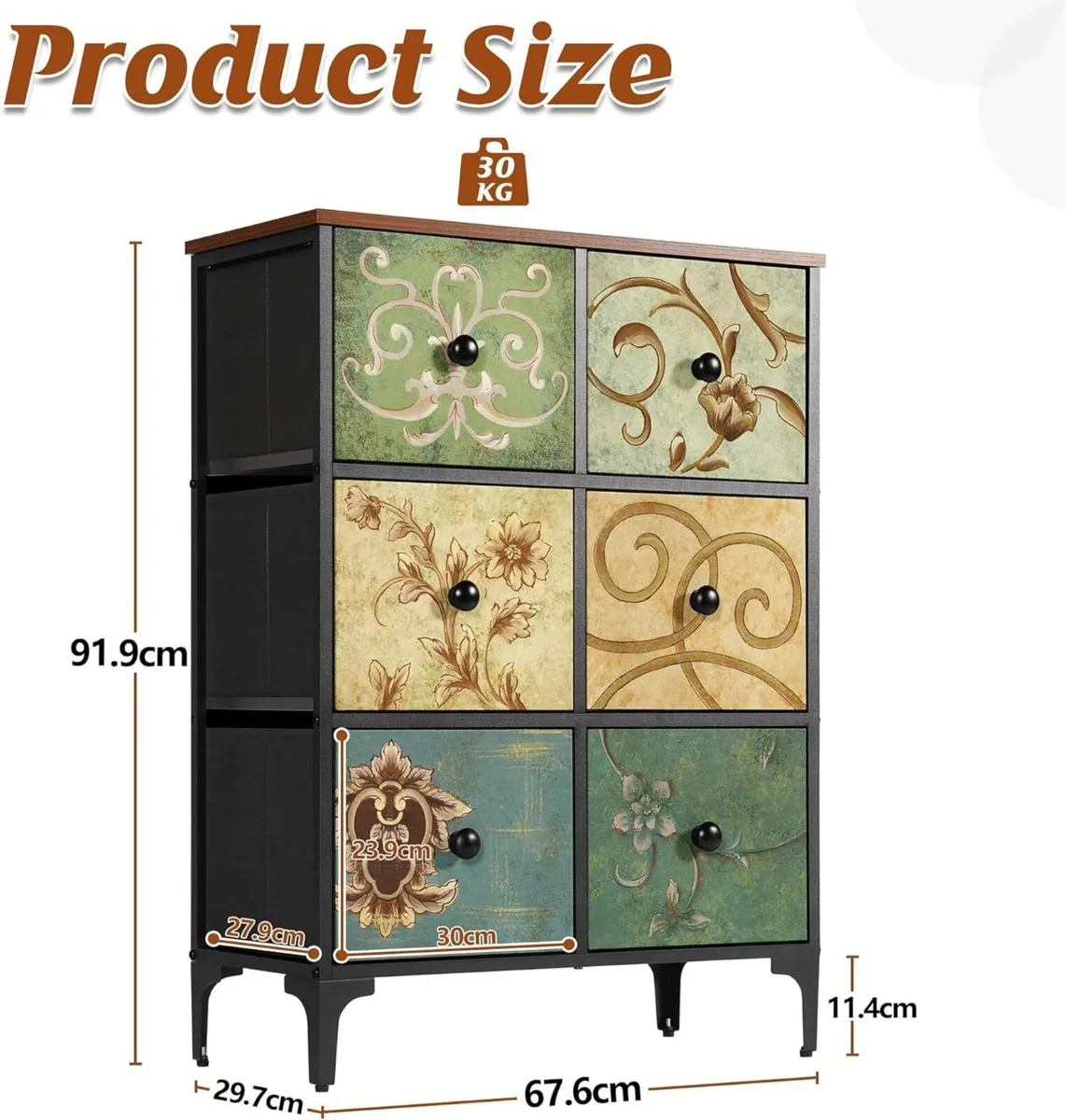 Chest of Drawers 6 Drawer Fabric Bedroom Dresser - Image 3