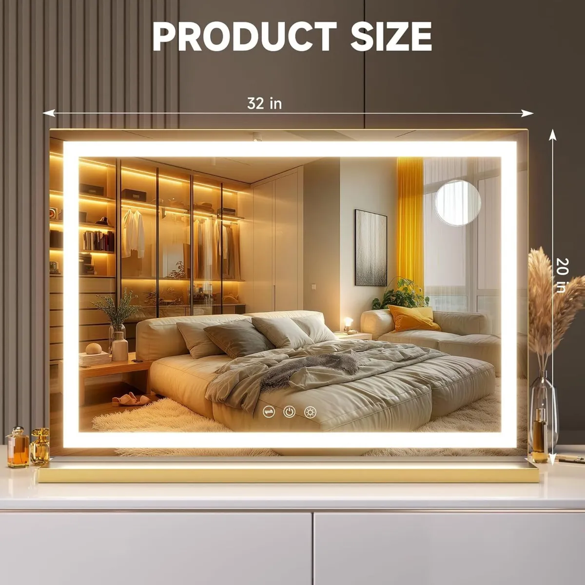 Vanity Mirror with Lights 80 x 50cm LED Makeup - Image 2