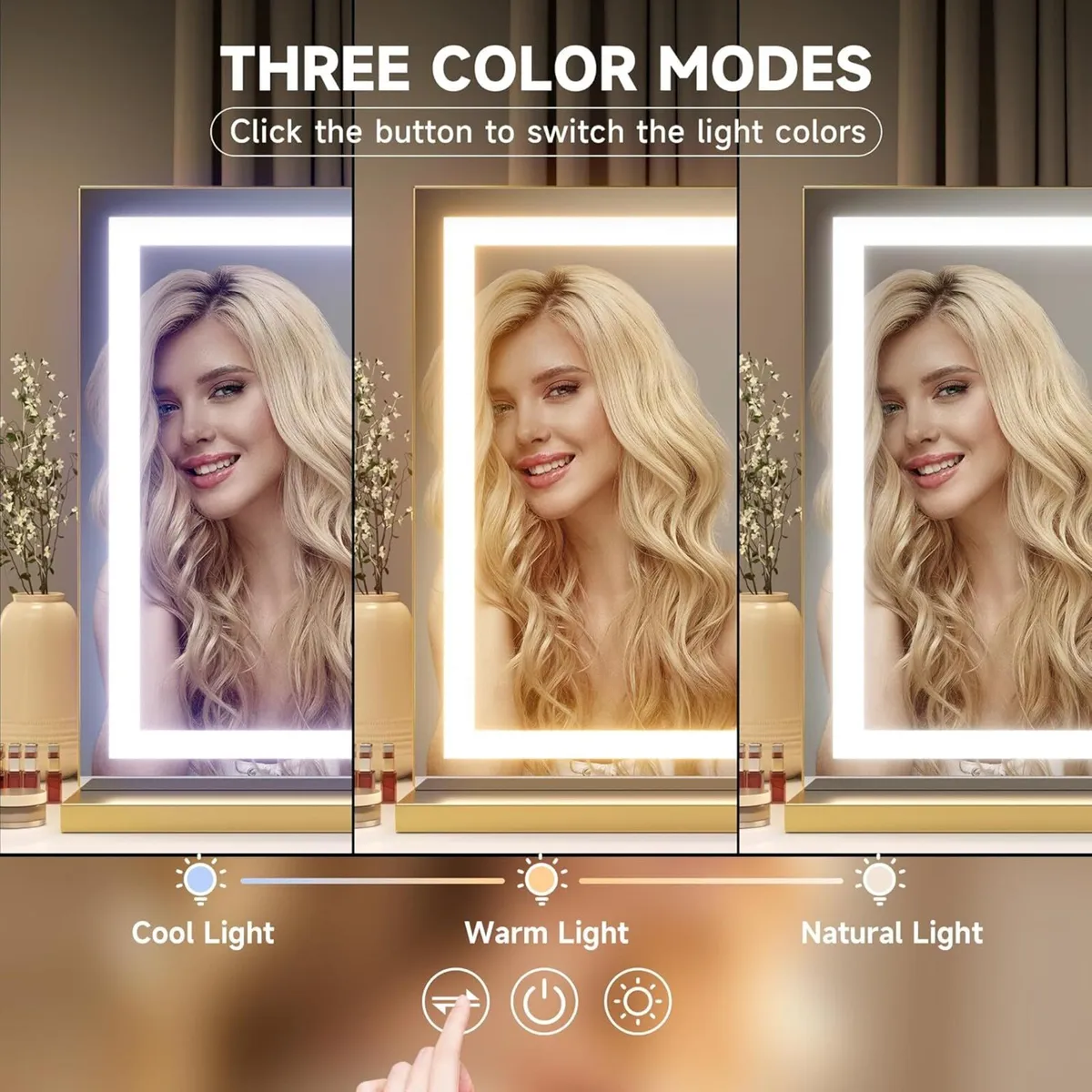 Vanity Mirror with Lights 80 x 50cm LED Makeup - Image 3