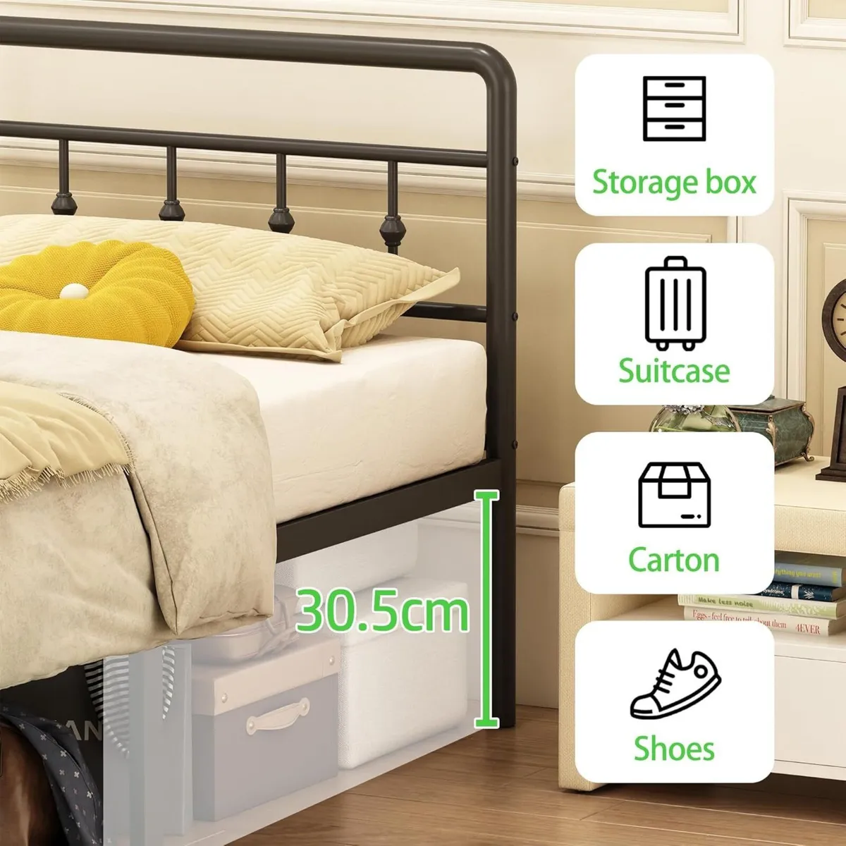 Metal Bed Frame 160x190 cm with Victorian - Image 3