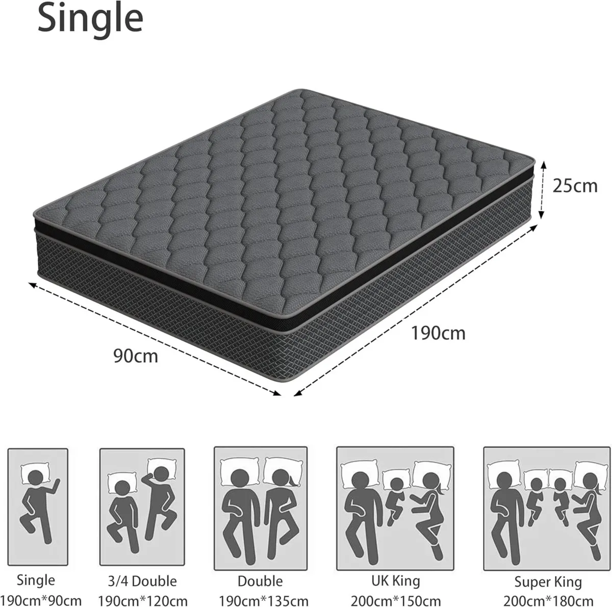 Single Mattress 3FT 10 Inch Foam and Spring - Image 2