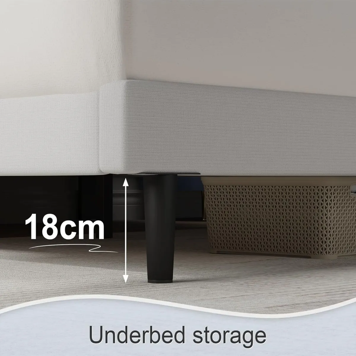 Small Double Bed Frame White Upholstered Wooden - Image 4