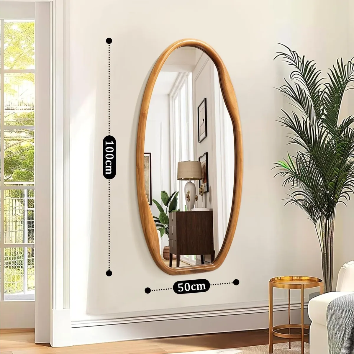 Wooden Frame Wall Mirror Irregular Mirrors for - Image 2