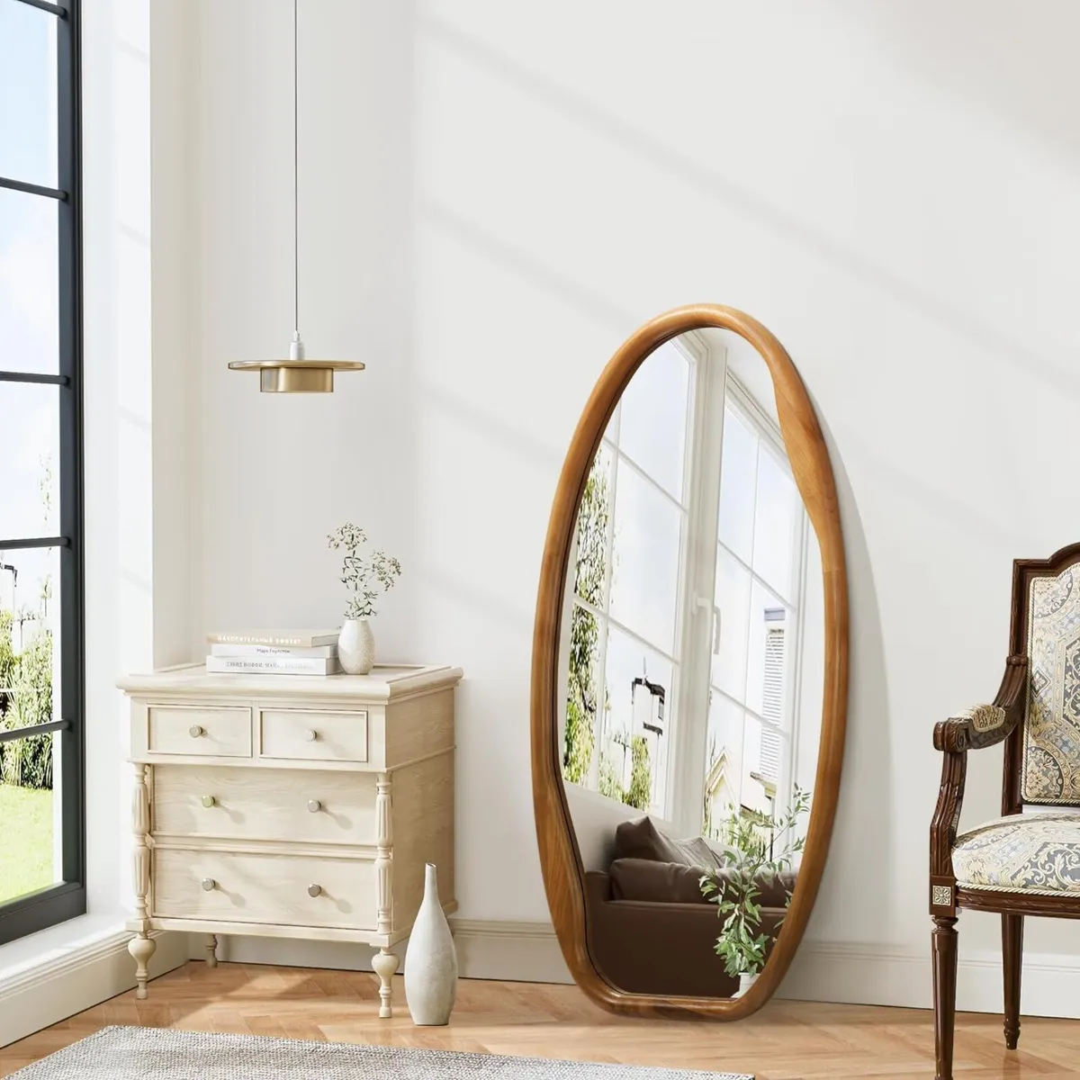 Wooden Frame Wall Mirror Irregular Mirrors for - Image 3