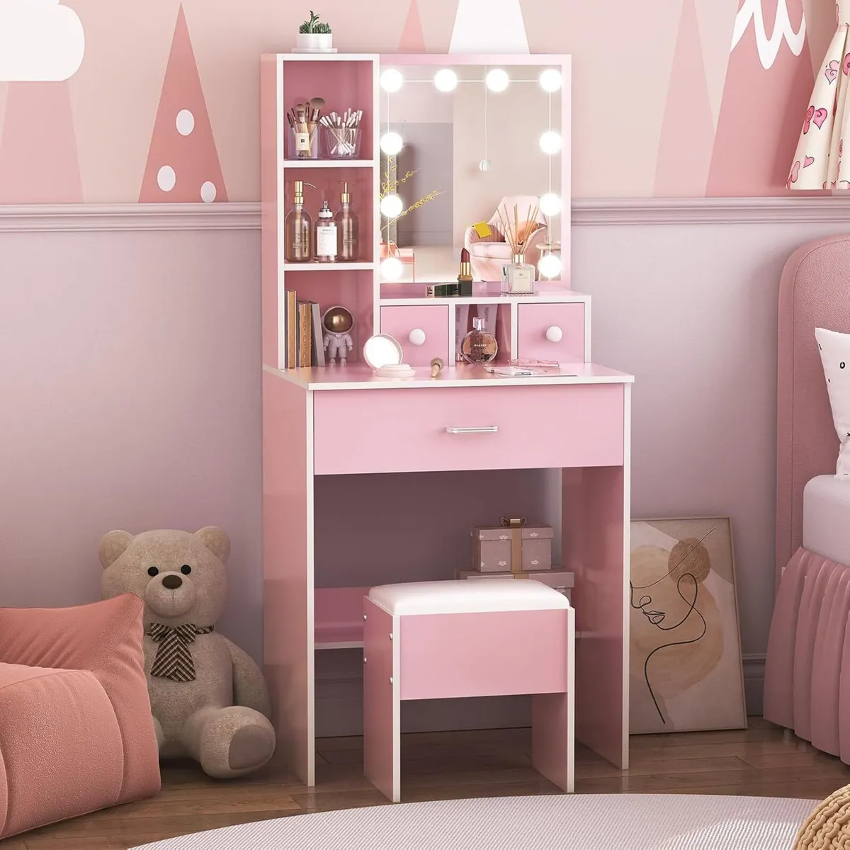 Small Dressing Table with Stool Vanity Desk - Image 3