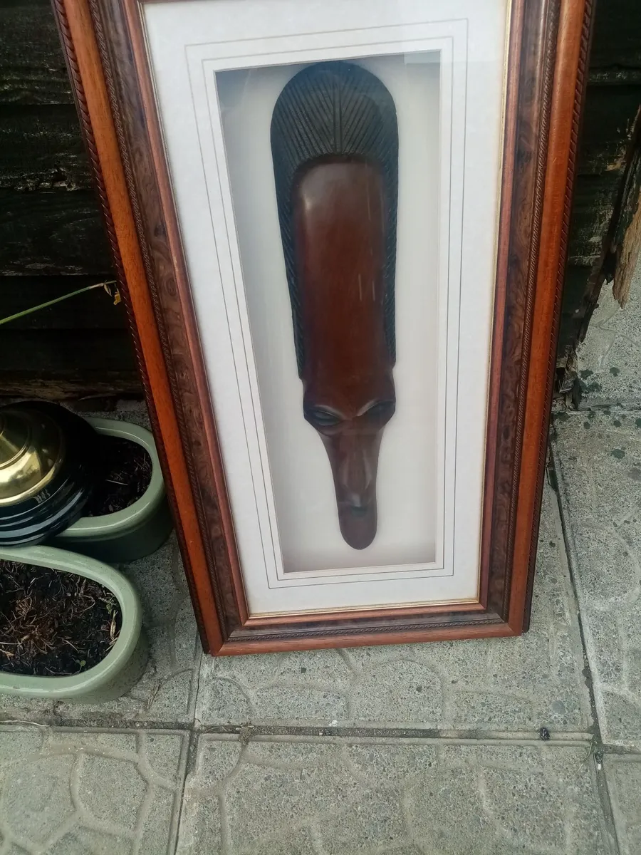 Victorian Oil Lamp, Tribal Mask - Image 2